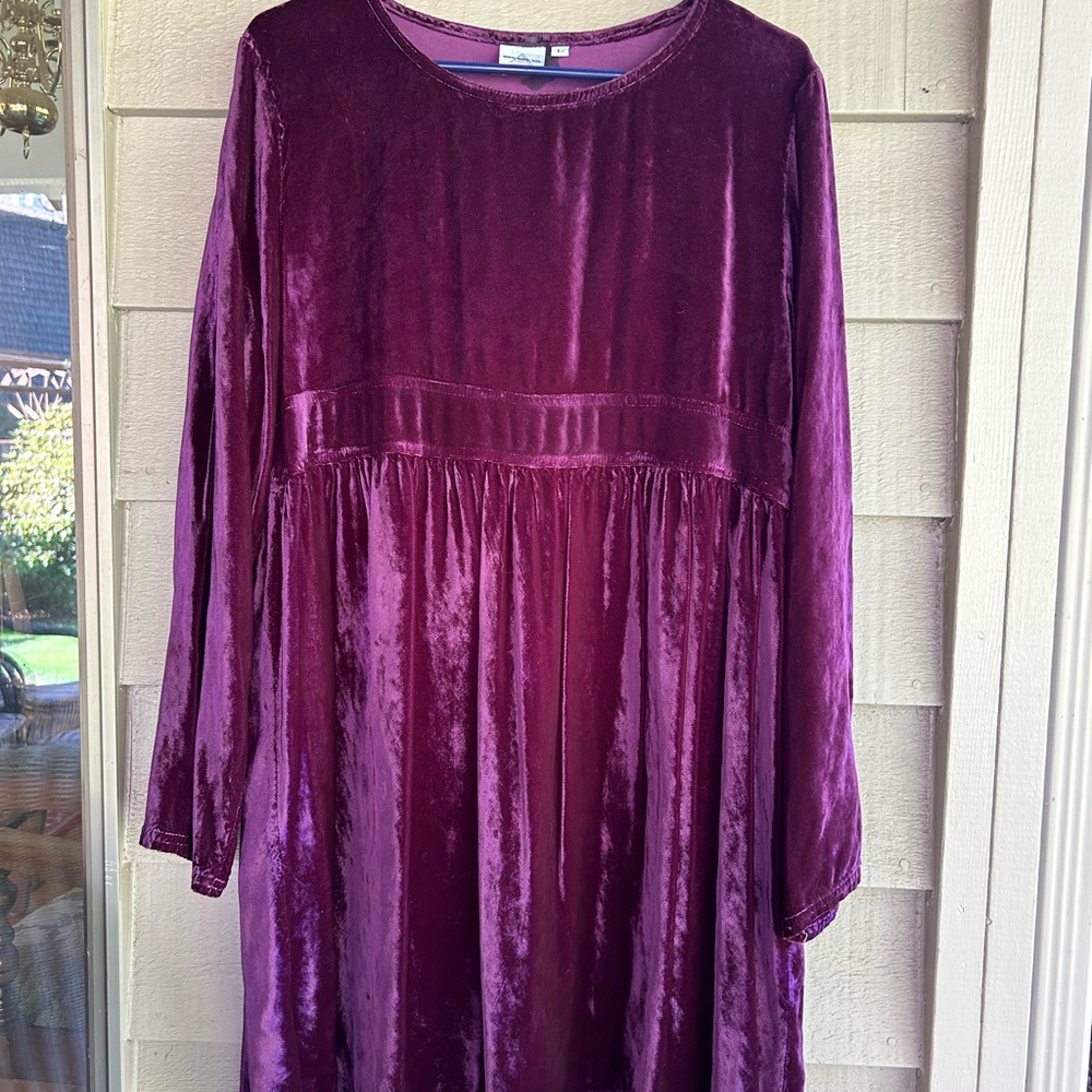 Allen Allen USA dark purple velvet dress so L